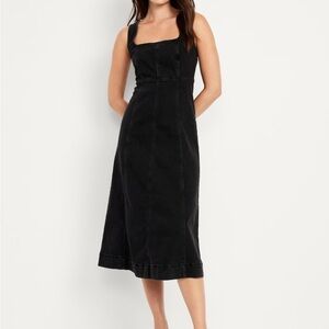 Old Navy Black Denim Midi Dress